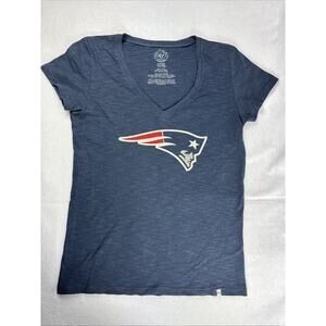 New England Patriots Shirt Womens Large Blue NFL Logo Graphic Tee Lounge V Neck